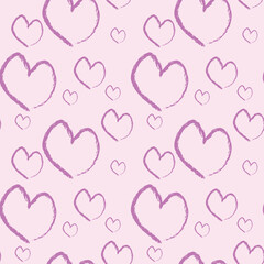 Pink Heart seamless pattern  romantic  Colorful hearts  vector background. Ready template for design, postcards, print, poster, party, Valentine's day, vintage textile,