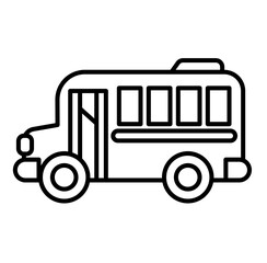 School bus back to school cartoon outline icon