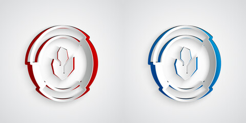 Paper cut Agricultural soil test and results icon isolated on grey background. Digital soil analysis. Paper art style. Vector