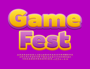 Vector happy Banner Game Fest. Modern Colorful Font. Creative Alphabet Letters and Numbers.