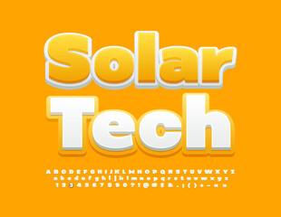 Vector creative Emblem Solar Tech. Sunny abstract Font. Trendy Alphabet Letters and Numbers