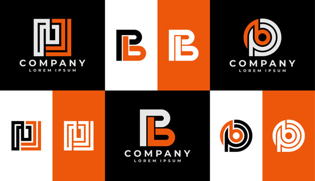 Modern line initial PB BP logo