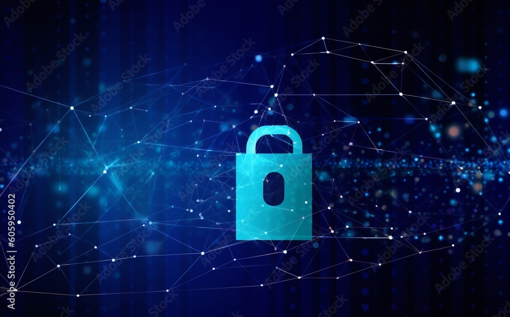Aufkleber system digital lock cyber security cyberspace technology protection information network. generative 