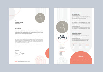 Professional Modern Clean Line Style CV Resume Template with orange and grey color design
