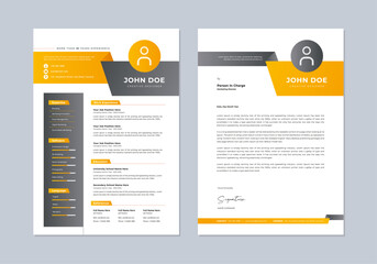 Professional Modern Clean CV Resume Template with gradient orange and black color design