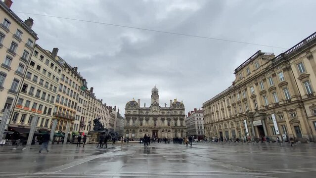 Old City Square Time Lapse in France, Lyon