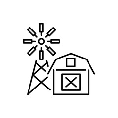 Farm barn house windmill line icon. Edtable stroke