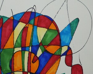 Fototapeta premium practice hand painted original impressionism art drawing abstract copic marker modern geometric shape geometry school of art studying academy of art marker sketch marker stroke fragment of artwork