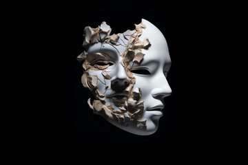 Fototapeta A mask, half comedy and half tragedy. generative AI obraz