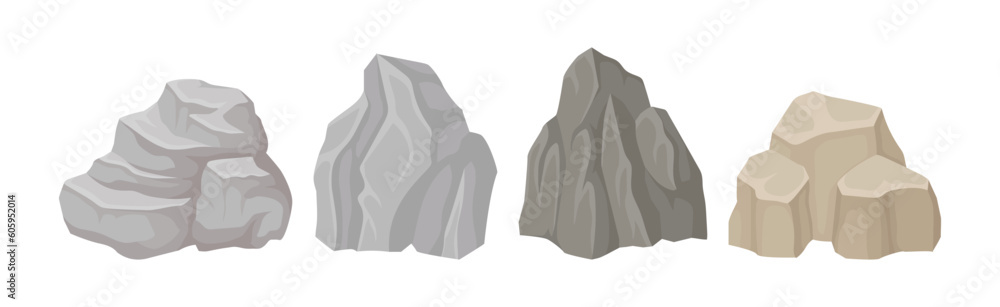 Poster massive boulder and cobble as rock fragment vector set