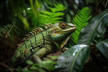Obraz premium exotic pet in lush, green rainforest habitat, created with generative ai