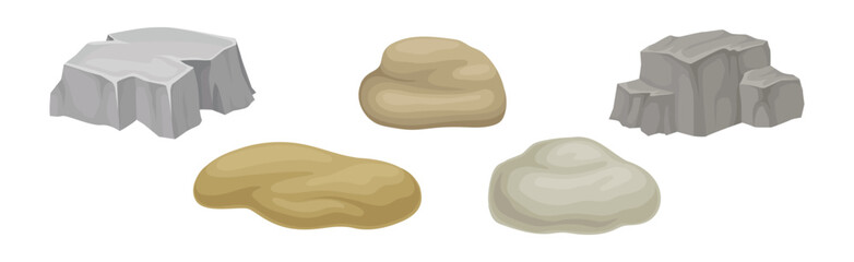 Massive Boulder and Cobble as Rock Fragment Vector Set