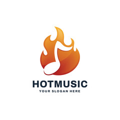 Music fire logo vector icon illustration