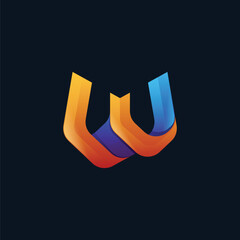 Abstract letter W gradient logo vector icon illustration