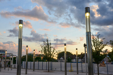 Streetlights in evening London