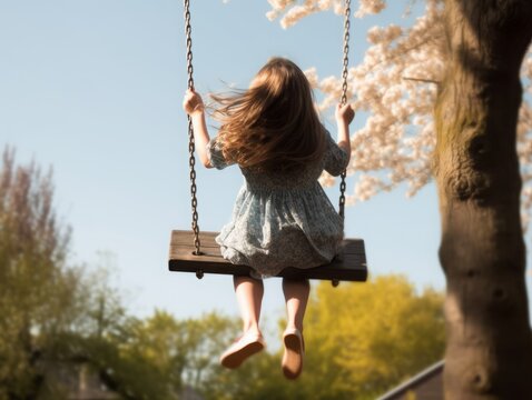 A young girl on a swing