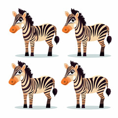 Cute funny zebra on a white background. 2d vecktor illustration
