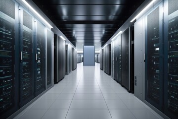 high-security data center, with layers of physical and digital security, created with generative ai