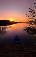 Fototapeta sunset on the lake. Wadąg. Warmia Mazury obraz