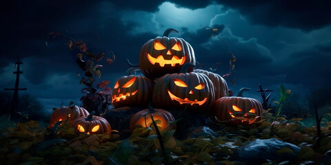 Halloween autumn fall night highly detailed Generative AI