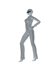 Stylish young women dressed in trendy clothes. Fashionable casual and formal outfits. 3D polygonal vector illustration. Girl boss. Fashion girl in sunglasses girl boss. woman face vector illustration.