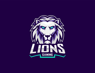 Vector lion head esport mascot logo design