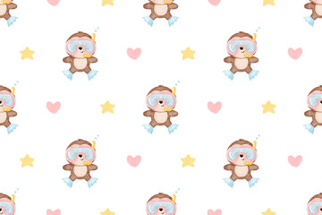 Obraz premium Cute sloth, summer animal, summer background, sloth background, patterns, pattern