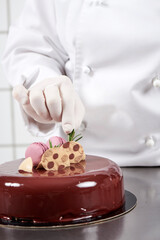 Patisserie cake with glaze and decoration 