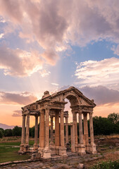 Fototapeta na wymiar Sunset and clouds in the ancient city of Aphrodisias