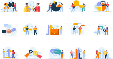 Fototapeta premium Business Merger Compositions Set