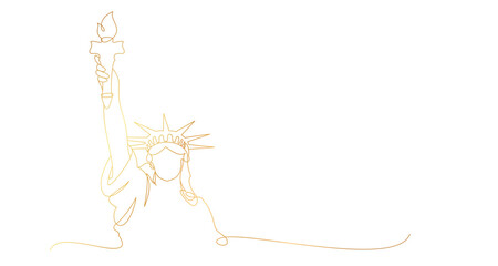 Happy Independence Day in United States 4th of July   with statue of liberty. line art style Vector eps 10 © Haysahara