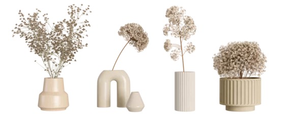 Fototapete Blumen Dried flower in vase on white background  © D85studio