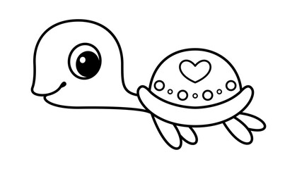 Cute sea turtle coloring page cartoon vector illustration