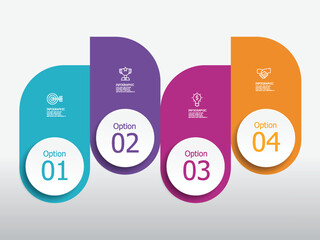 horozontal timeline infographic element report background with business line icon 4 steps for any business-related presentation or publication