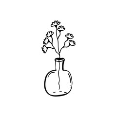 Stock vector clipart vase with flowers. Doodle style.