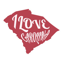 Carolina map featuring the words I love Carolina for your design needs