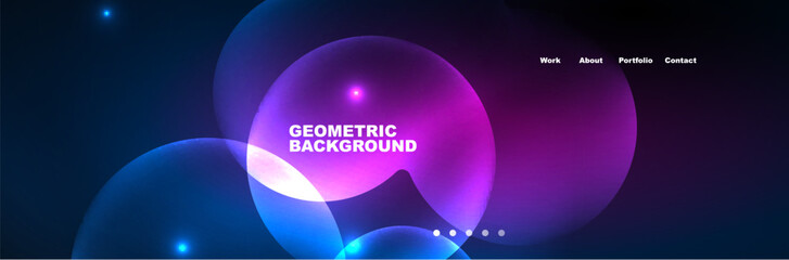 Neon glowing bubbles, circles magic energy space light concept, abstract background wallpaper design