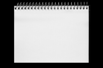 a paper page notebook isolated on the black background
