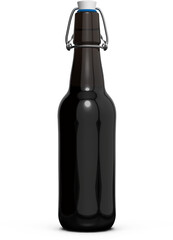  Amber Glass Beer Bottle 3D Rendering