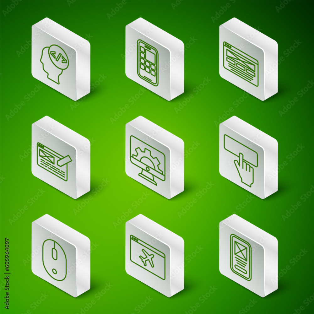 Aufkleber set line ui or ux design, website template, front end development, mobile apps, computer mouse and k