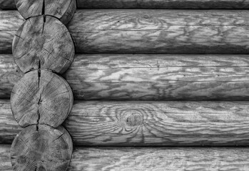 Fragment of a wall made of logs