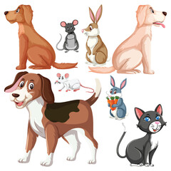 Naklejka premium Set of cute wildlife cartoon character