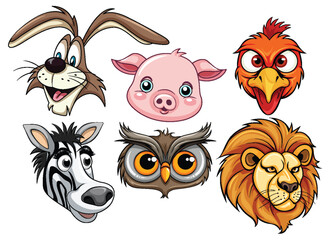 Set of mix animal face