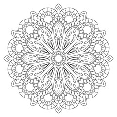 Circle flower of mandala with floral ornament pattern,Vector mandala relaxation patterns unique design with nature style, Hand drawn pattern,Mandala template for page decoration cards, book,