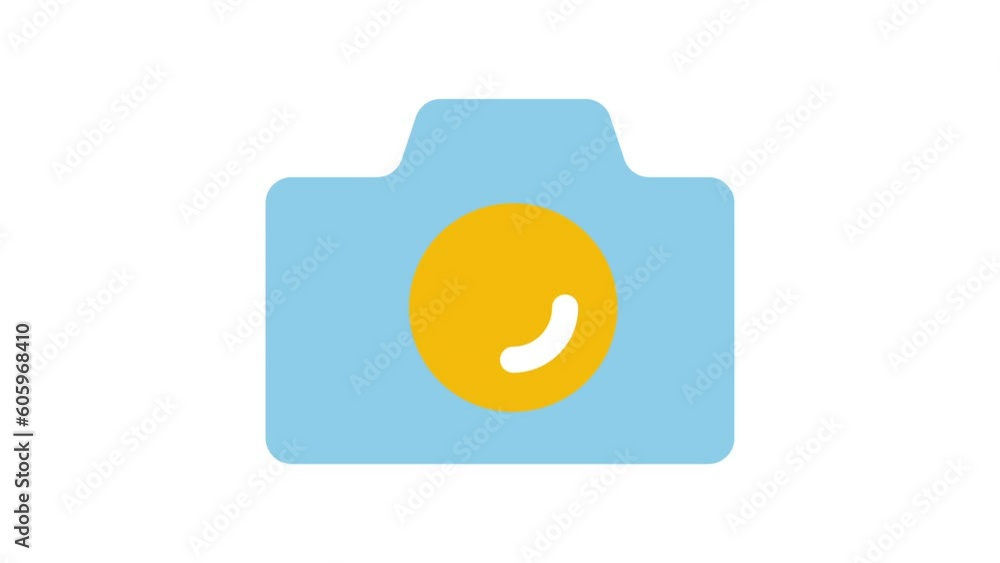 Poster camera, web interface animated icon on white background.