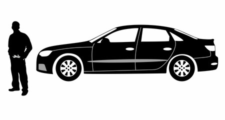 Fototapeta na wymiar Car repair silhouette vector icon.