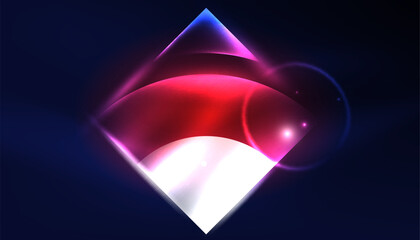 Abstract background vector neon glowing geometric elements. Hi-tech design for wallpaper, banner, background, landing page, wall art, invitation, prints, posters