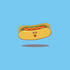 cute smiling happy face hotdog cartoon vector illustration