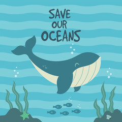 Save Our Oceans design with big whale