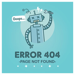 Robot with error 404 page not found phrase quote